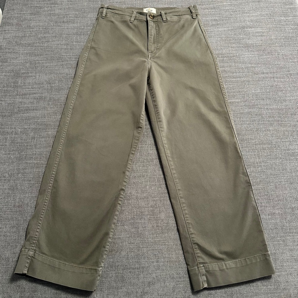 Marine Layer Allison Pant Womens 6 Olive Green  Wide Leg Cropped Twin